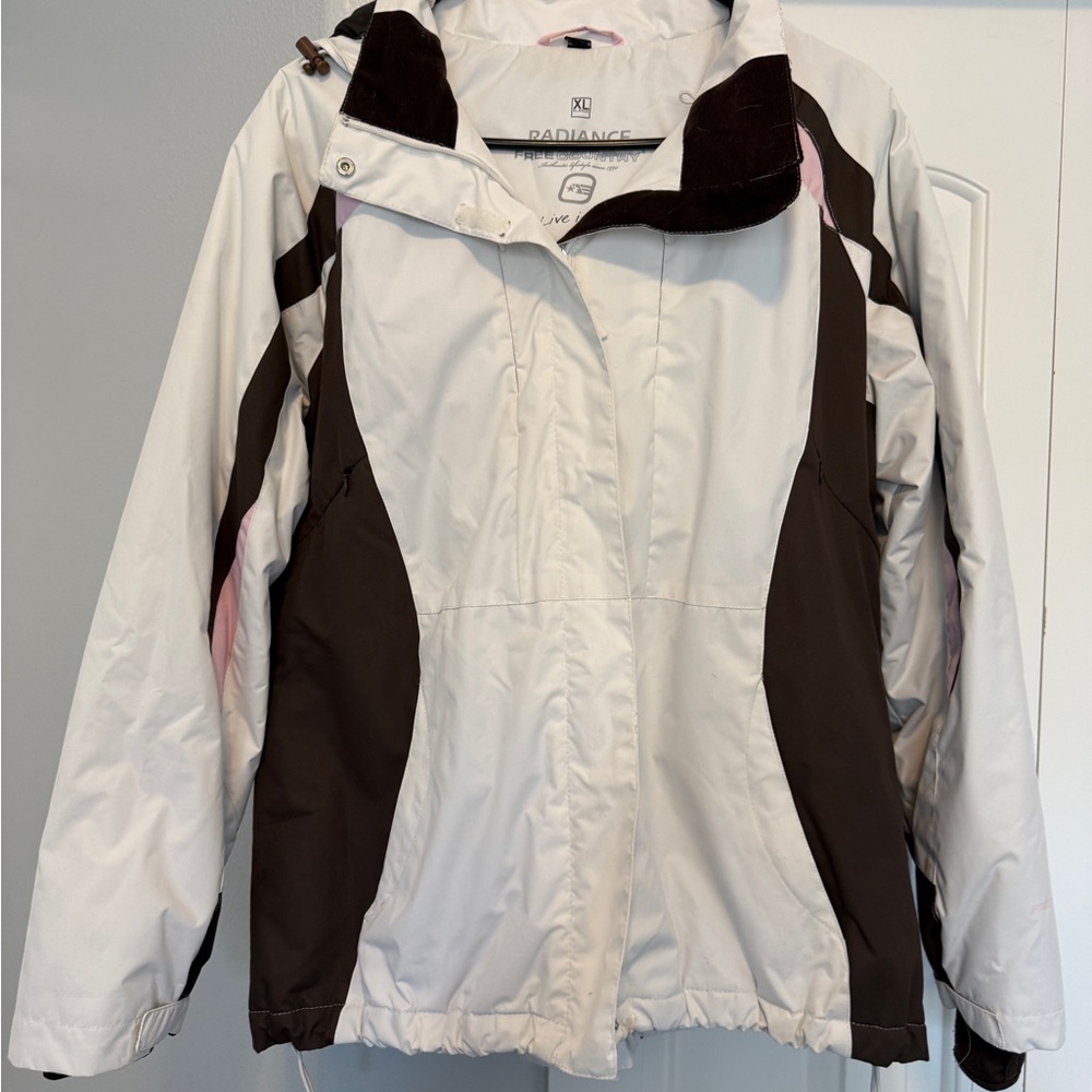Free Country Women's White and Brown Ski Jacket